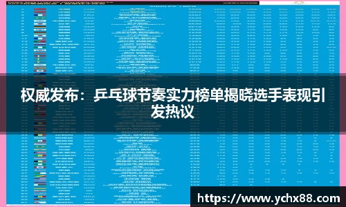 权威发布：乒乓球节奏实力榜单揭晓选手表现引发热议